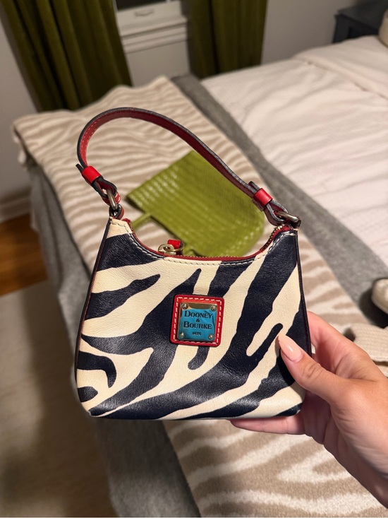 Dooney & Bourke Handbags - Dooney & Bourke Black and Cream Zebra Mini Bag with Red Trim